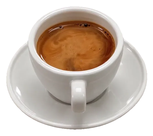 Bica em chávena branca com pires