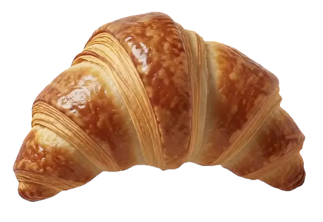 Croissant simples, dourado e folhado